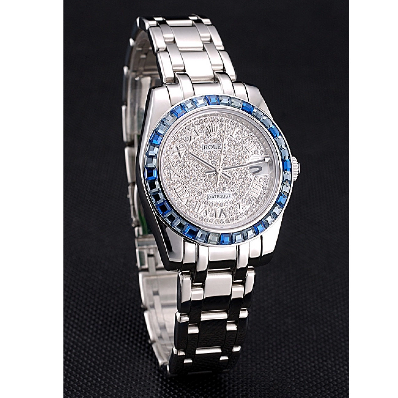 Best AAA Replica Sites Blue Stainless Datejust Case Jewels Bezel Diamond Steel Dial 622834 Bracelet Rolex And 0604